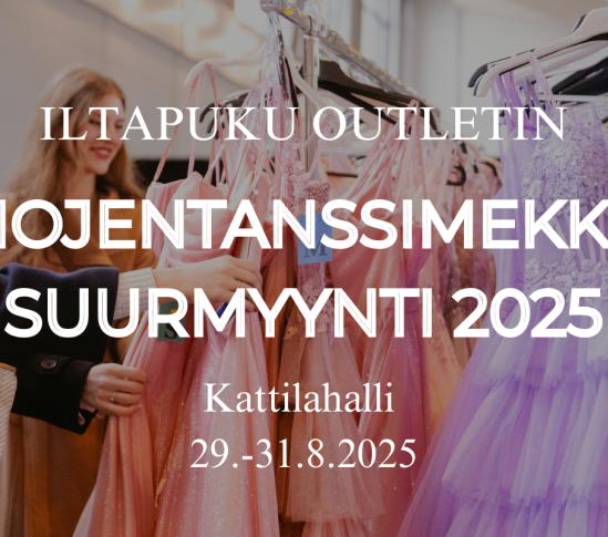 Vanhojentanssinmekkojen suurmyynti 2025 Vanhojentanssimekkojen suurmyynti 2025 banner